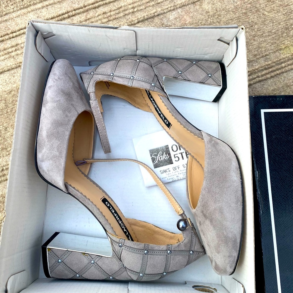 Karl Lagerfeld grey pumps . Sz.8 NIB